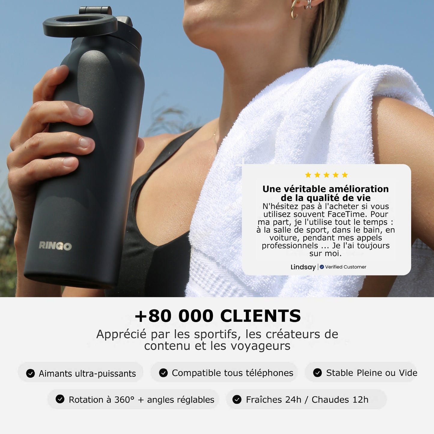 Paille rétractable de la gourde Ringo Pro noire